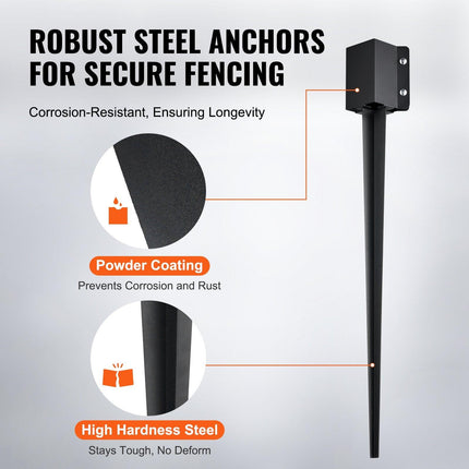 Fence Post Anchor Ground Spike 4 Pack 36 x 4 x 4 In Metal Fence Stakes.