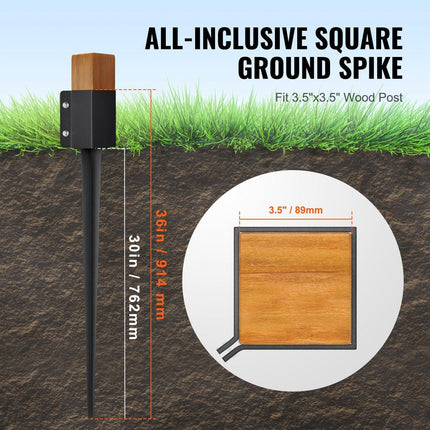 Fence Post Anchor Ground Spike 4 Pack 36 x 4 x 4 In Metal Fence Stakes.