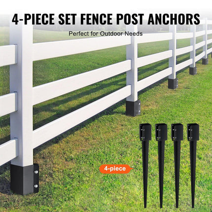 Fence Post Anchor Ground Spike 4 Pack 36 x 4 x 4 In Metal Fence Stakes.