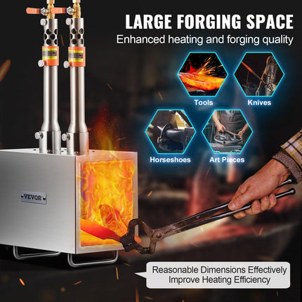 Portable Propane Forge 2 Burner Farrier Forge Knife Metal Square.