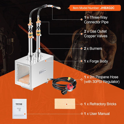 Portable Propane Forge 2 Burner Farrier Forge Knife Metal Square.