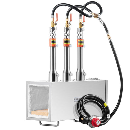 Portable Propane Forge, 3 Burner Farrier Forge, 2600℉ Tool and Knife Making Blacksmithing Gas Forge, Large Capacity Square Stainless Steel Gas Forging Tools and Equipment for Metal Forging.