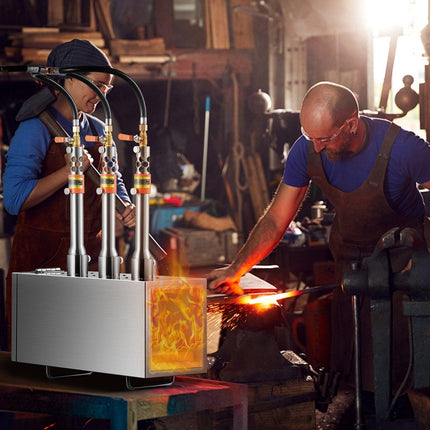 Portable Propane Forge, 3 Burner Farrier Forge, 2600℉ Tool and Knife Making Blacksmithing Gas Forge, Large Capacity Square Stainless Steel Gas Forging Tools and Equipment for Metal Forging.