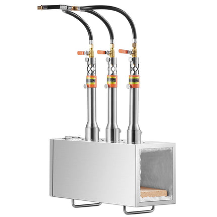Portable Propane Forge, 3 Burner Farrier Forge, 2600℉ Tool and Knife Making Blacksmithing Gas Forge, Large Capacity Square Stainless Steel Gas Forging Tools and Equipment for Metal Forging.