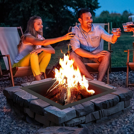 Fire Pit Ring, 42x42 in Outer/36x36 in Inner Diameter, 10inch Height Square Fire Pit Insert, Heavy Duty Carbon Steel Liner DIY Campfire Ring above or In-Ground, for Outdoor Camping, Bonfires.