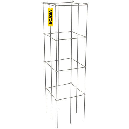 Tomato Cages, 30 x 30 x 117 cm, 5 Packs Square Plant Support Cages, Silver PVC-Coated Steel Tomato Towers for Climbing Vegetables, Plants, Flowers, Fruits.