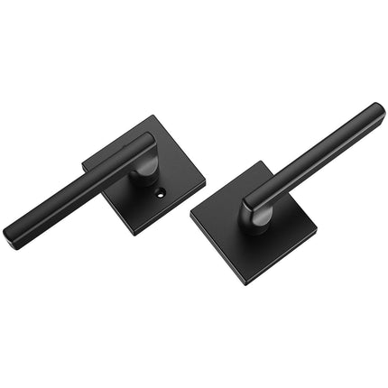 Passage Door Handle, 1 Pack Matte Black Door Lever, Left or Right Handing Reversible Lever Non-Locking, Rotation to Open, Square Interior Door Handles for Hallways, Closets, Meeting Spaces.