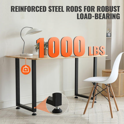 711.2MM Adjustable Furniture Legs, Square Reinforced Steel Office Table legs Set of 2 for DIY, Max Load 453.6KG Heavy Duty Desk Legs, Quick Instalation & Rich Accessories Legs Black.