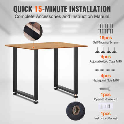711.2MM Adjustable Furniture Legs, Square Reinforced Steel Office Table legs Set of 2 for DIY, Max Load 453.6KG Heavy Duty Desk Legs, Quick Instalation & Rich Accessories Legs Black.