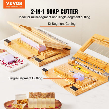 Soap Cutter, Cut 1-12 Bars, Precisely and Accurately Cut 1 Inch Bars, Bamboo Soap Slicer With Steel Wire, Multi Handmade Soap Wire Cutter for Loaf Candles Cheese Butter DIY Making Tool.