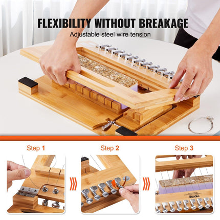 Soap Cutter, Cut 1-12 Bars, Precisely and Accurately Cut 1 Inch Bars, Bamboo Soap Slicer With Steel Wire, Multi Handmade Soap Wire Cutter for Loaf Candles Cheese Butter DIY Making Tool.