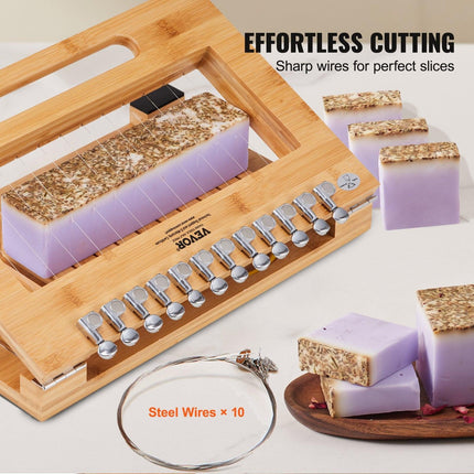 Soap Cutter, Cut 1-12 Bars, Precisely and Accurately Cut 1 Inch Bars, Bamboo Soap Slicer With Steel Wire, Multi Handmade Soap Wire Cutter for Loaf Candles Cheese Butter DIY Making Tool.