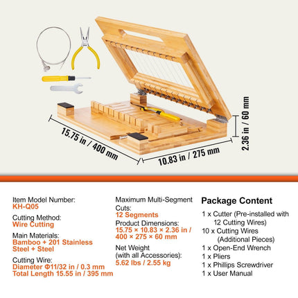 Soap Cutter, Cut 1-12 Bars, Precisely and Accurately Cut 1 Inch Bars, Bamboo Soap Slicer With Steel Wire, Multi Handmade Soap Wire Cutter for Loaf Candles Cheese Butter DIY Making Tool.