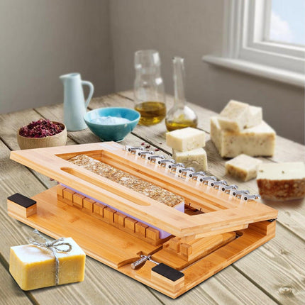 Soap Cutter, Cut 1-12 Bars, Precisely and Accurately Cut 1 Inch Bars, Bamboo Soap Slicer With Steel Wire, Multi Handmade Soap Wire Cutter for Loaf Candles Cheese Butter DIY Making Tool.
