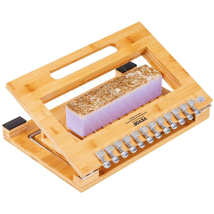 Soap Cutter, Cut 1-12 Bars, Precisely and Accurately Cut 1 Inch Bars, Bamboo Soap Slicer With Steel Wire, Multi Handmade Soap Wire Cutter for Loaf Candles Cheese Butter DIY Making Tool.