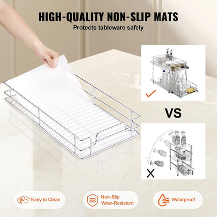 12"Wx21"Dx15"H Pull Out Cabinet Organizer, Heavy Duty Slide Out Pantry Shelves, Steel Roll Out Drawers, Sliding Drawer Storage for Home Under Sink, 13.5"Wx22"Dx18"H Install Size for Cabinet.