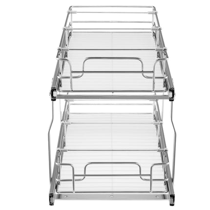 12"Wx21"Dx15"H Pull Out Cabinet Organizer, Heavy Duty Slide Out Pantry Shelves, Steel Roll Out Drawers, Sliding Drawer Storage for Home Under Sink, 13.5"Wx22"Dx18"H Install Size for Cabinet.