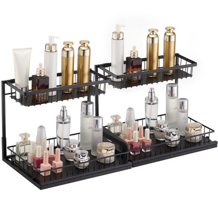 2-Tier Wire Pull Out Cabinet Under Sink Basket Organizer 10.7"x14.2" 2PCS.