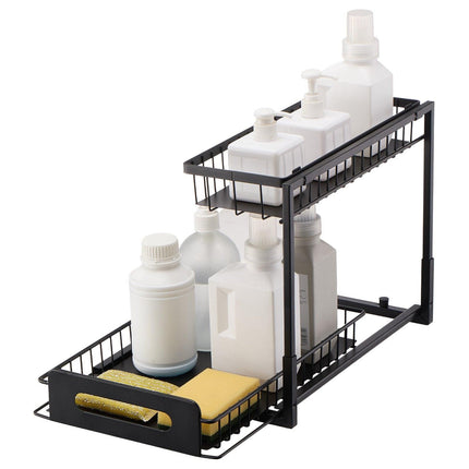 2-Tier Wire Pull Out Cabinet Under Sink Organizer 10.7"x14.2" Drawer Basket.