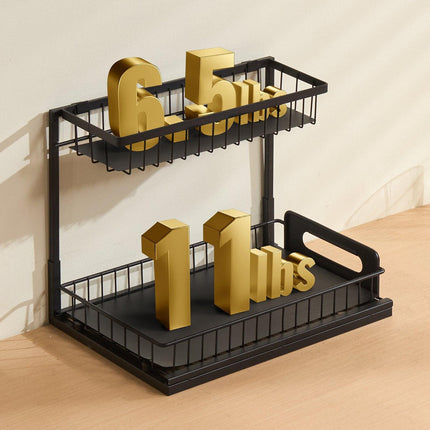 2-Tier Wire Pull Out Cabinet Under Sink Organizer 10.7"x14.2" Drawer Basket.