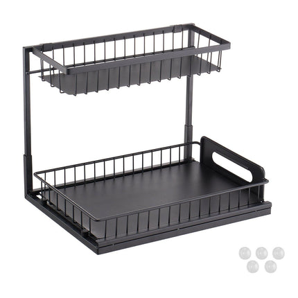 2-Tier Wire Pull Out Cabinet Under Sink Organizer 10.7"x14.2" Drawer Basket.