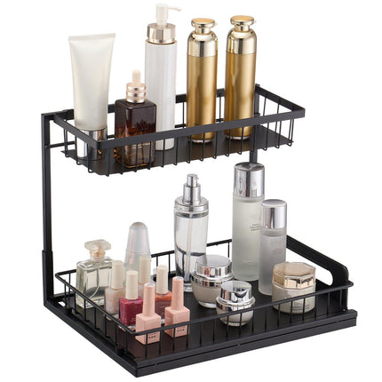 2-Tier Wire Pull Out Cabinet Under Sink Organizer 10.7"x14.2" Drawer Basket.