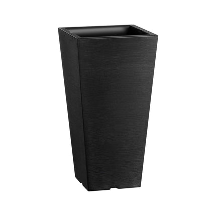 Tall Planter, Set of 2 Tall Square Tapered Planters, 57 cm Large Modern Gardening and Flower Plastic Pots, Decorative Tall Black Planter with Drainage Hole, for Porch, Patio, Indoor & Outdoor.