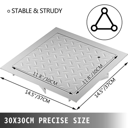 Recessed Manhole Cover 11.8\"x11.8\" Clear Opening, Galvanized Steel Drain Cover Overall Size 14.5\"x14.5\", Sealed Square Manhole Cover and Frame, Steel Man Hole Lid Inspection Access for Boat/.