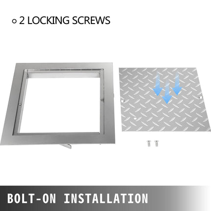 Recessed Manhole Cover 11.8\"x11.8\" Clear Opening, Galvanized Steel Drain Cover Overall Size 14.5\"x14.5\", Sealed Square Manhole Cover and Frame, Steel Man Hole Lid Inspection Access for Boat/.