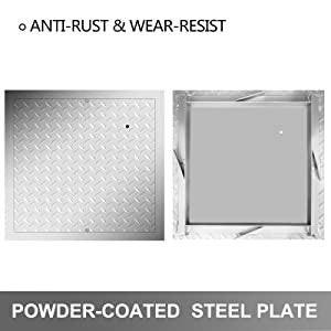 Recessed Manhole Cover 60 x 60 cm Clear Opening, Galvanized Steel Drain Cover Overall Size 67 x 67 cm, Sealed Square Manhole Cover and Frame, Steel Man Hole Lid Inspection Access for Boat/.