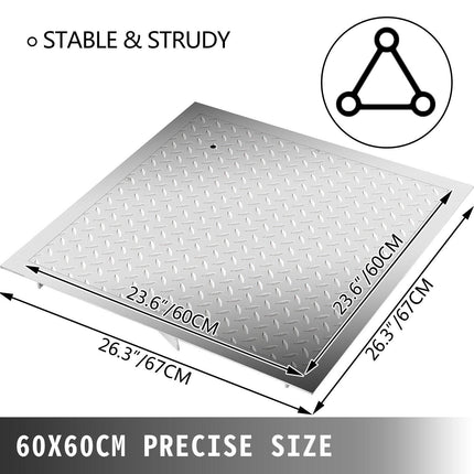 Recessed Manhole Cover 60 x 60 cm Clear Opening, Galvanized Steel Drain Cover Overall Size 67 x 67 cm, Sealed Square Manhole Cover and Frame, Steel Man Hole Lid Inspection Access for Boat/.