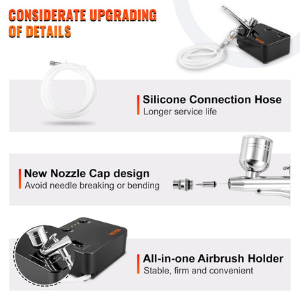 Airbrush Kit Dual-action Airbrush System Compressor Art Nail Makeup Model.