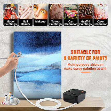 Airbrush Kit Dual-action Airbrush System Compressor Art Nail Makeup Model.