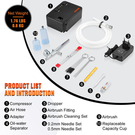 Airbrush Kit Dual-action Airbrush System Compressor Art Nail Makeup Model.