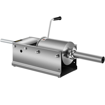 Manual Sausage Stuffer, 3 L / 7 LBS Horizontal Sausage Machine, Dual-Speed Meat Stuffer, Made of Food-Grade 304 Stainless Steel, Includes 5 Stuffing Tubes, for Home Kitchen Restaurant Commercial.