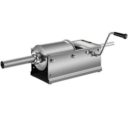 Manual Sausage Stuffer, 3 L / 7 LBS Horizontal Sausage Machine, Dual-Speed Meat Stuffer, Made of Food-Grade 304 Stainless Steel, Includes 5 Stuffing Tubes, for Home Kitchen Restaurant Commercial.