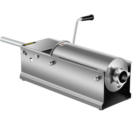 Manual Sausage Stuffer, 5 L / 11 LBS Horizontal Sausage Machine, Dual-Speed Meat Stuffer, Made of Food-Grade 304 Stainless Steel, Includes 5 Stuffing Tubes, for Home Kitchen Restaurant Commercia.