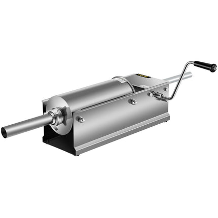 Manual Sausage Stuffer, 5 L / 11 LBS Horizontal Sausage Machine, Dual-Speed Meat Stuffer, Made of Food-Grade 304 Stainless Steel, Includes 5 Stuffing Tubes, for Home Kitchen Restaurant Commercia.