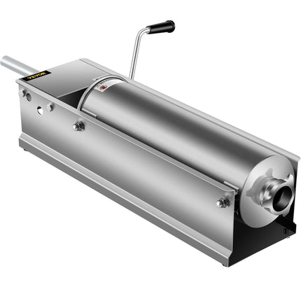 Manual Sausage Stuffer, 7 L / 15 LBS Horizontal Sausage Machine, Dual-Speed Meat Stuffer, Made of Food-Grade 304 Stainless Steel, Includes 5 Stuffing Tubes, for Home Kitchen Restaurant Commercia.