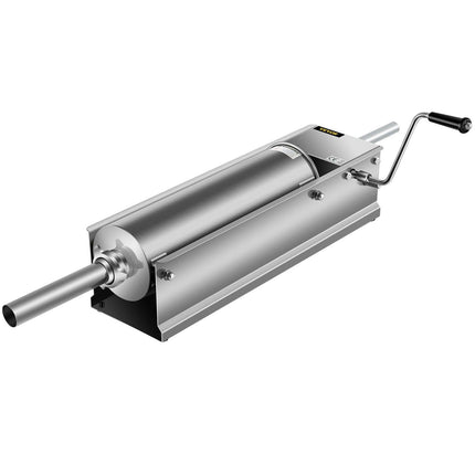 Manual Sausage Stuffer, 7 L / 15 LBS Horizontal Sausage Machine, Dual-Speed Meat Stuffer, Made of Food-Grade 304 Stainless Steel, Includes 5 Stuffing Tubes, for Home Kitchen Restaurant Commercia.