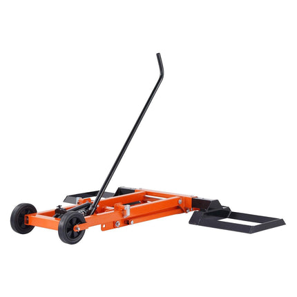 Lawn Mower Lift with Hydraulic Jack, 500 Lbs Weight Capacity, Solid Carbon Steel Lawn Mower Lift, Adjustable Movable Lawn Lifter for Riding Tractors and Zero Turn Lawn Mowers, Orange.