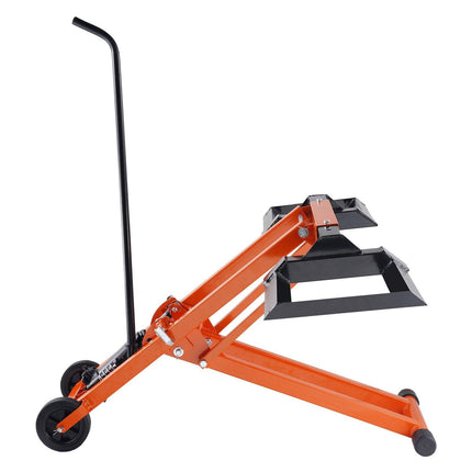 Lawn Mower Lift with Hydraulic Jack, 500 Lbs Weight Capacity, Solid Carbon Steel Lawn Mower Lift, Adjustable Movable Lawn Lifter for Riding Tractors and Zero Turn Lawn Mowers, Orange.