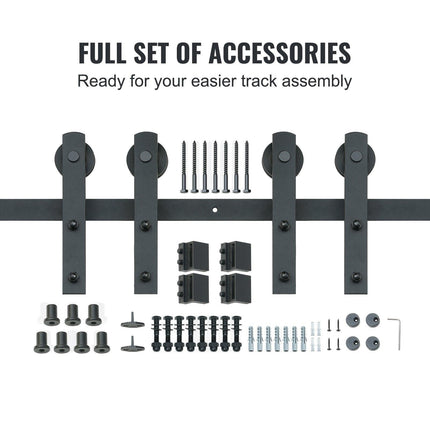 8FT Sliding Barn Door Hardware Closet Track Kit for Double Doors I Hanger.