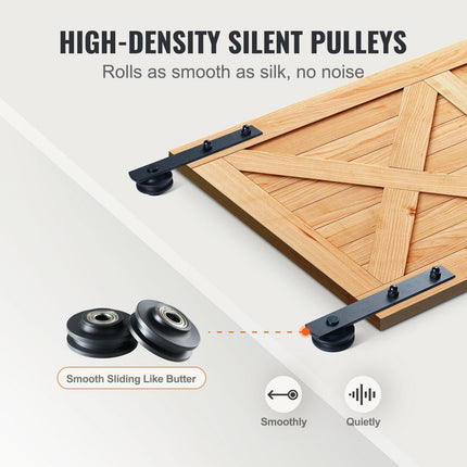 8FT Sliding Barn Door Hardware Closet Track Kit for Double Doors I Hanger.