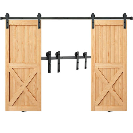 8FT Sliding Barn Door Hardware Closet Track Kit for Double Doors I Hanger.