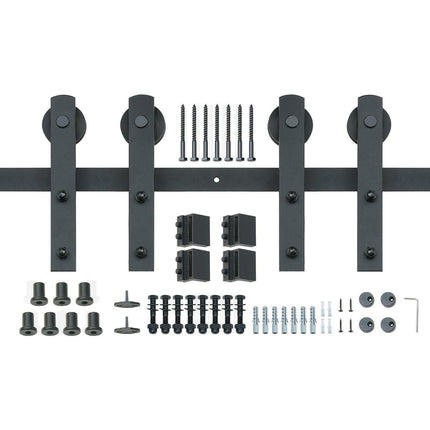 8FT Sliding Barn Door Hardware Closet Track Kit for Double Doors I Hanger.