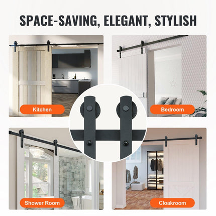 8FT Sliding Barn Door Hardware Closet Track Kit for Single Door I Hanger.