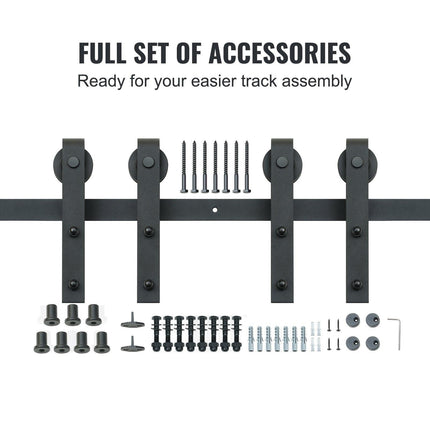 2440 mm Sliding Barn Door Hardware Closet Track Kit for Double Doors J Hanger.