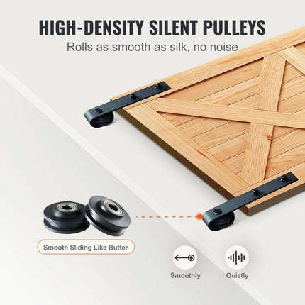 2440 mm Sliding Barn Door Hardware Closet Track Kit for Double Doors J Hanger.