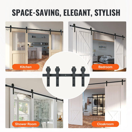 2440 mm Sliding Barn Door Hardware Closet Track Kit for Double Doors J Hanger.